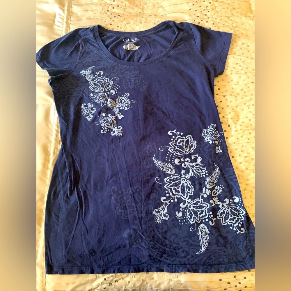 Cacique Plus Size 1X Sleep Shirt Navy Blue